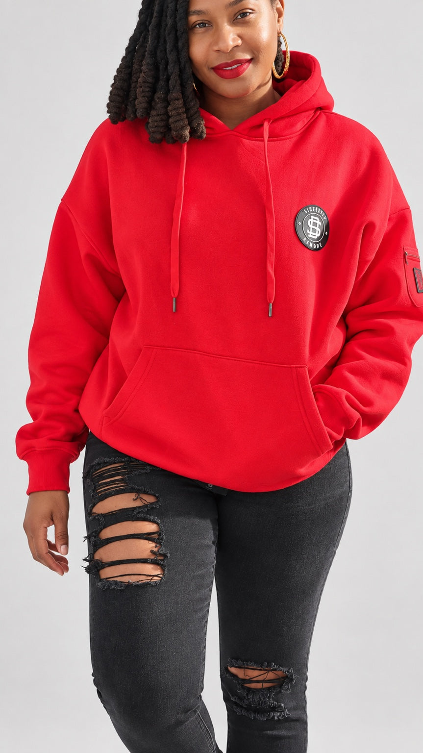 Sincerely BeMore red World Traveler hoodie