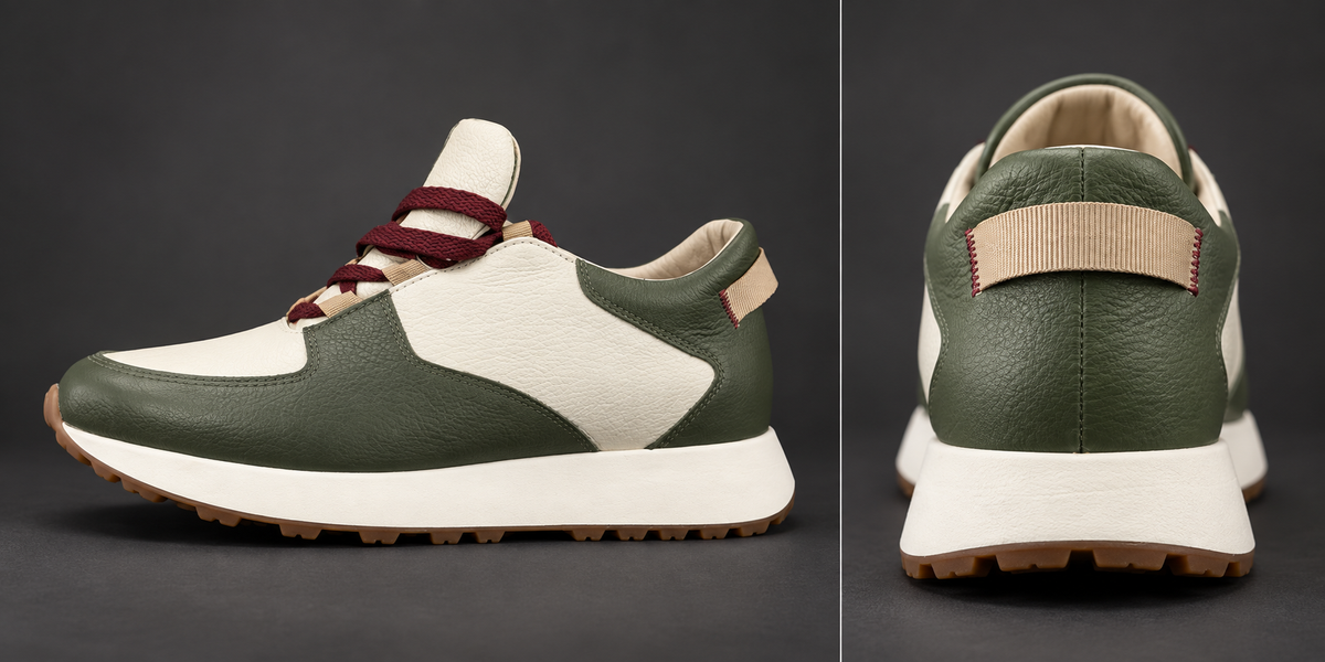 Studio-enhanced side and heel sample details